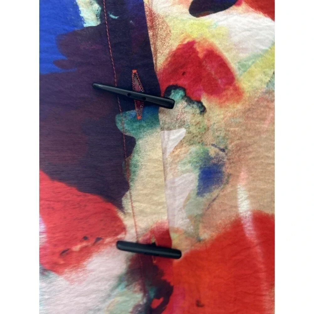Ali Miles Top Multicolor Tunic Abstract Toggle Button Size 2X Lagenlook Artsy - Picture 7 of 9
